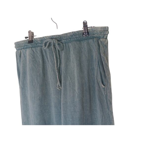 New Three Bird Nest Lounge Pants Blue Mineral Wash Wide Leg Pockets SZ L - Picture 4 of 10